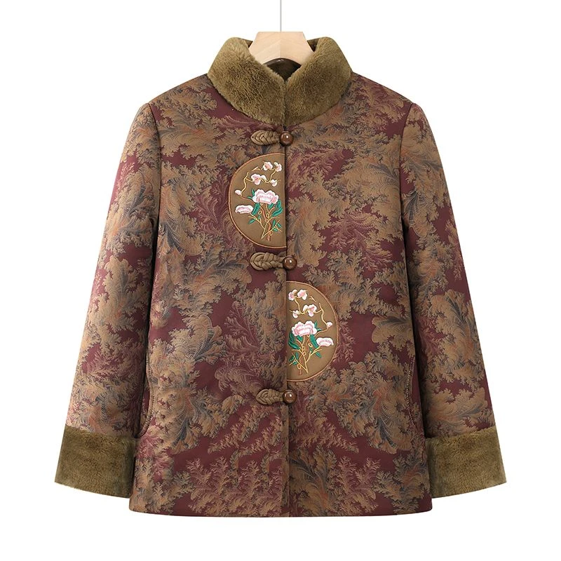 厚款百搭老年人妈妈唐装冬装袄加绒老太太70岁服加厚奶奶外套时尚