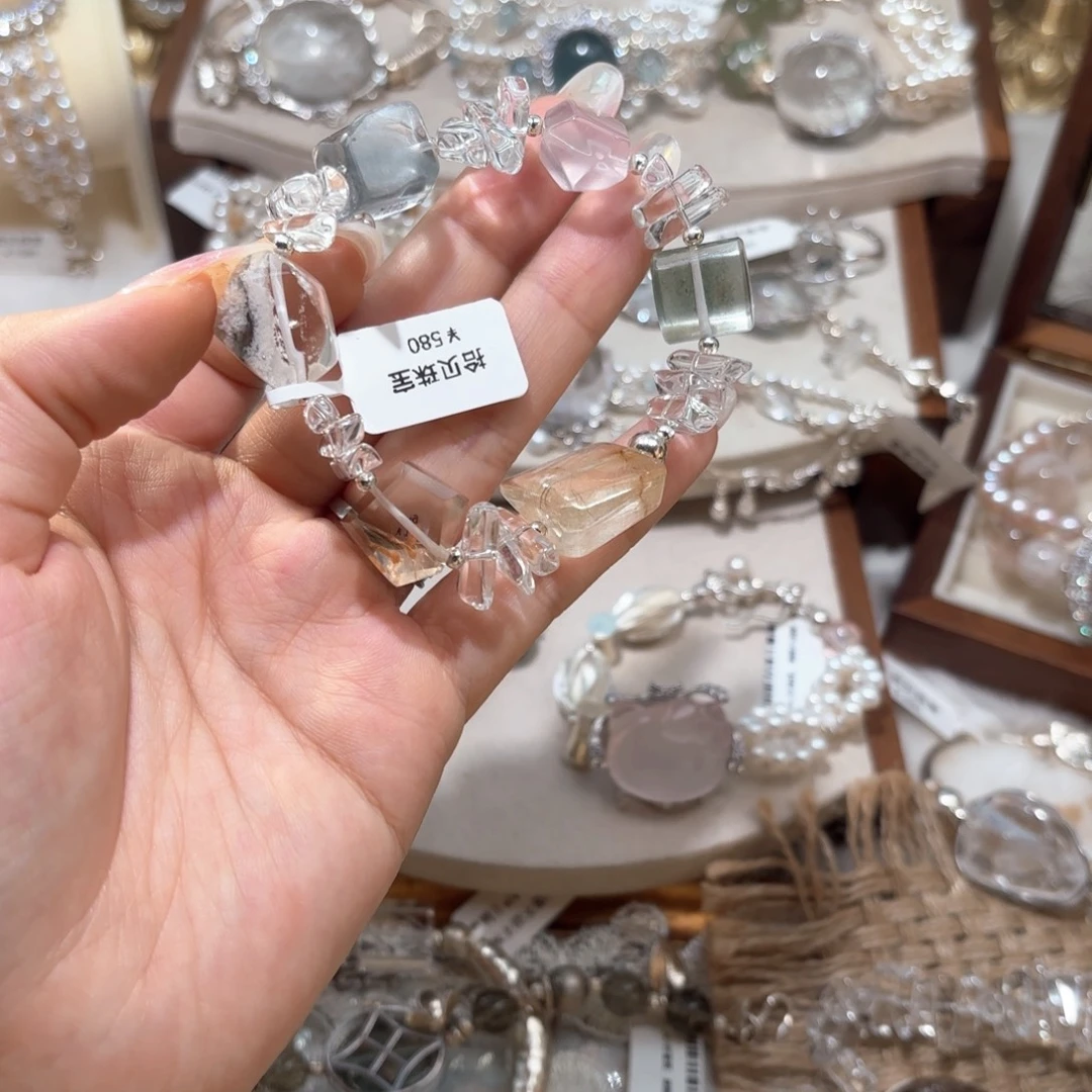 水晶银S925镶嵌手链多宝