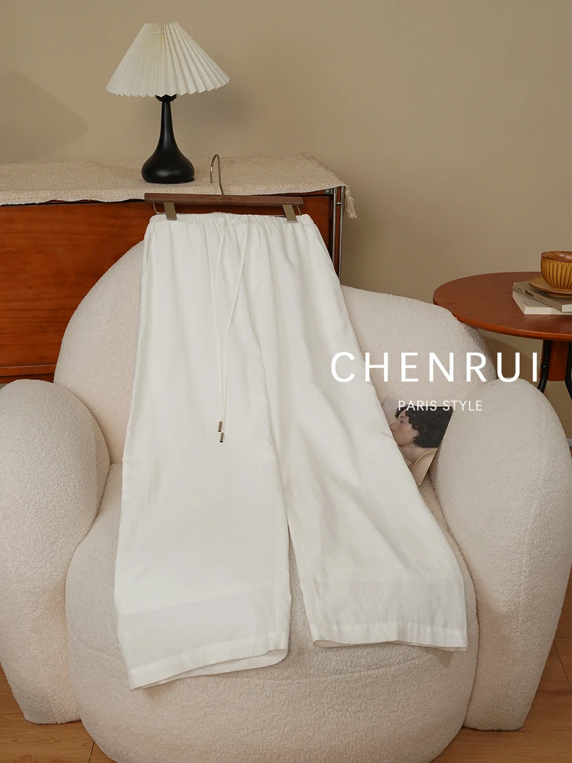 《婉若清风》白色轻奢女士休闲裤“智性老钱系列”1265