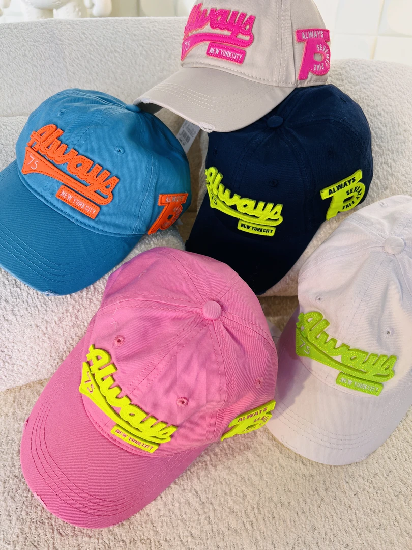 2025年彩色撞色字母休闲鸭舌帽FSX30