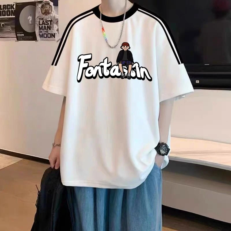潮牌纯棉短袖t恤男女美式宽松运动大码半袖休闲初中生青少年上衣