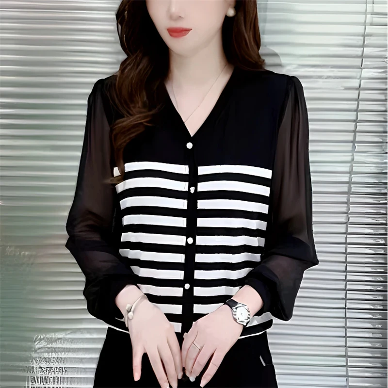 8122早秋新款条纹遮肚子显瘦宽松版长袖