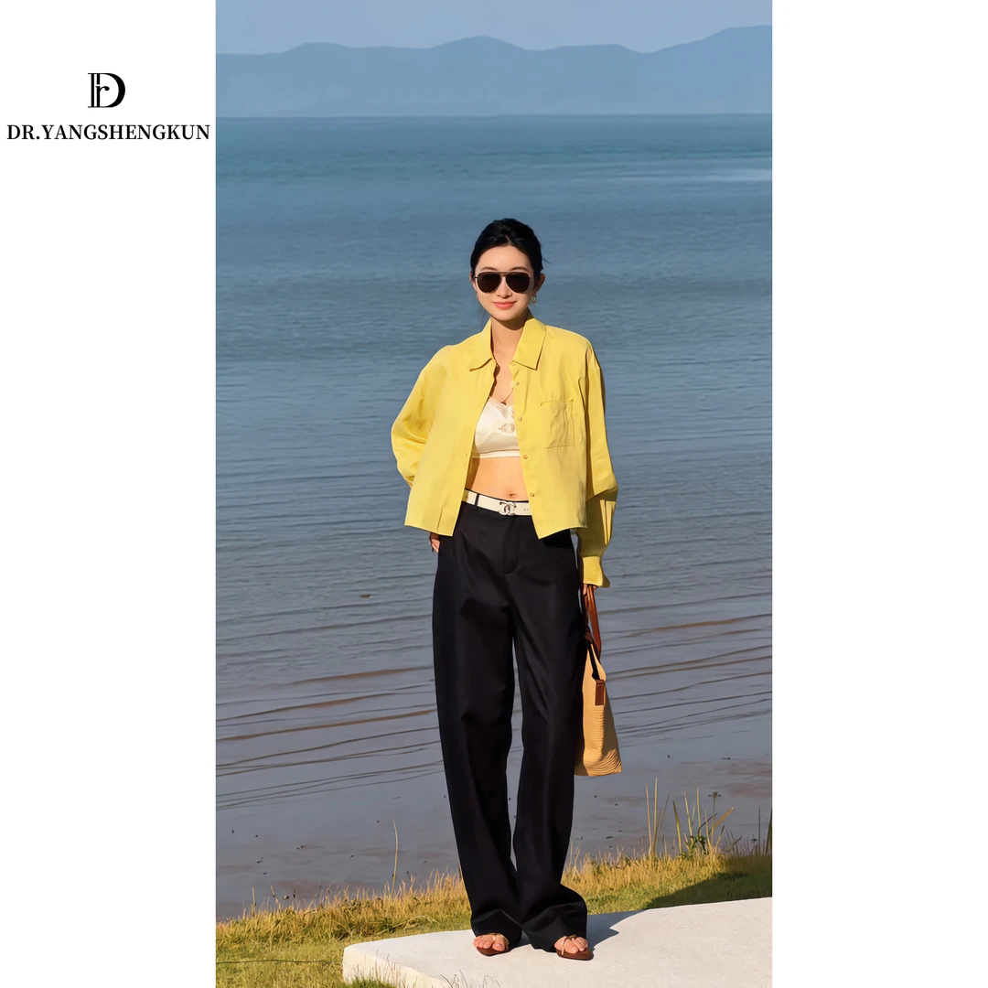 DR杨圣坤2025夏季法式设计感时尚宽松百搭亚麻衬衫女B2503-1422