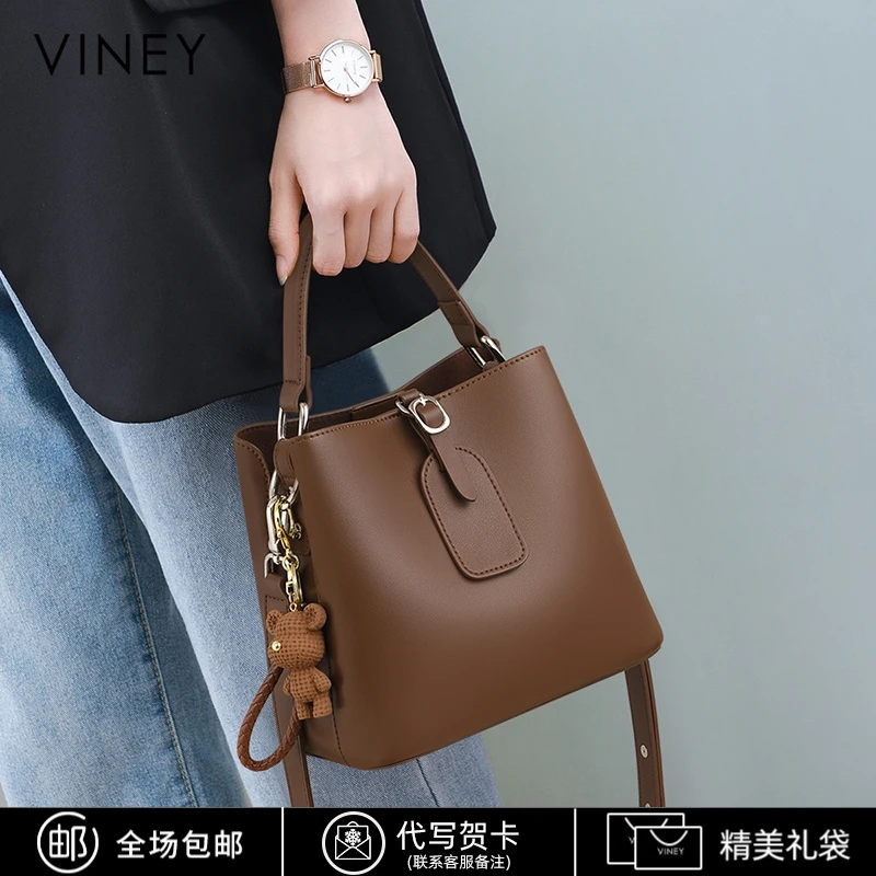 Viney真皮包包女包2025新款复古托特手提包生日礼物送女友送老婆