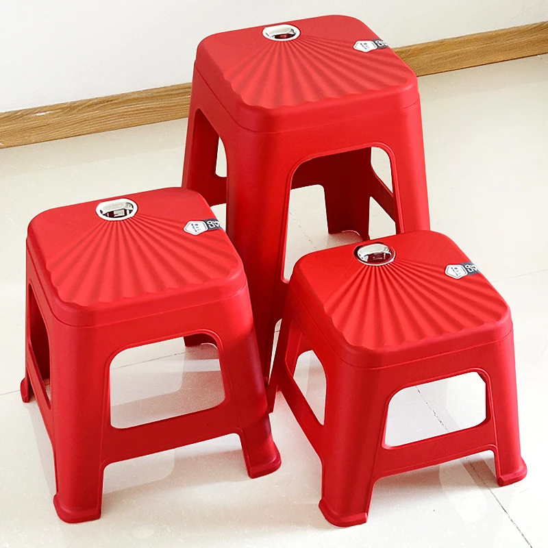 扇纹简约五阳1017凳塑料凳家用四色蓝色浴室圆凳红色1010