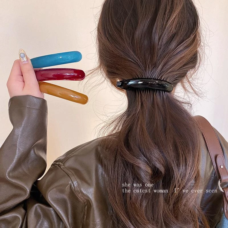 韩国简约气质高马尾扣夹一字夹复古扭扭夹发卡女香蕉夹子头饰发夹