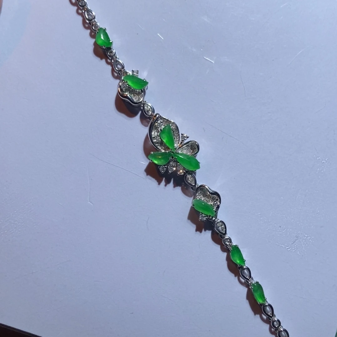 翡翠手链18K金镶嵌随形手链