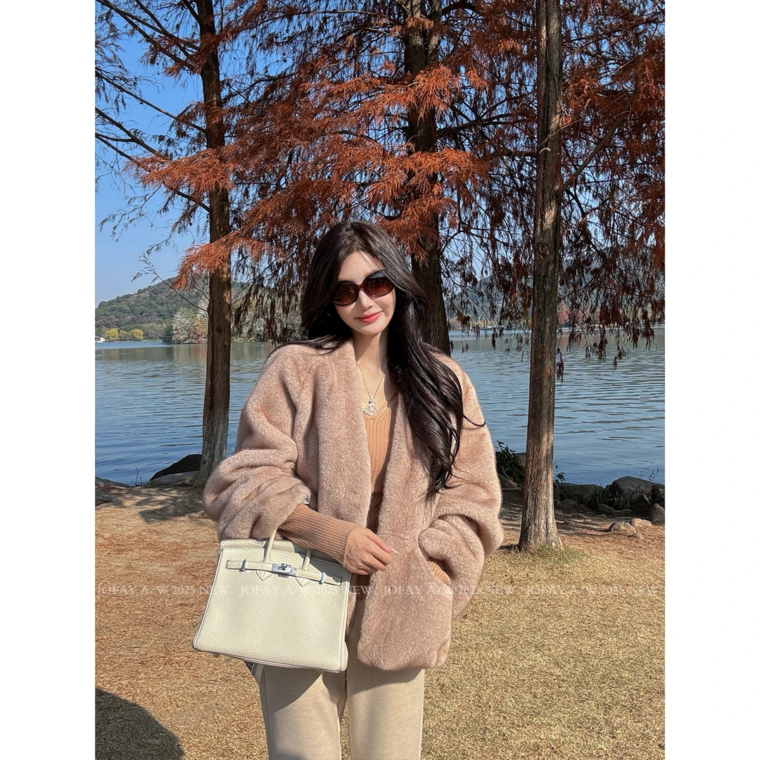 |伯爵小姨|毛毛外套 精致气质女人时尚冬款 W2958