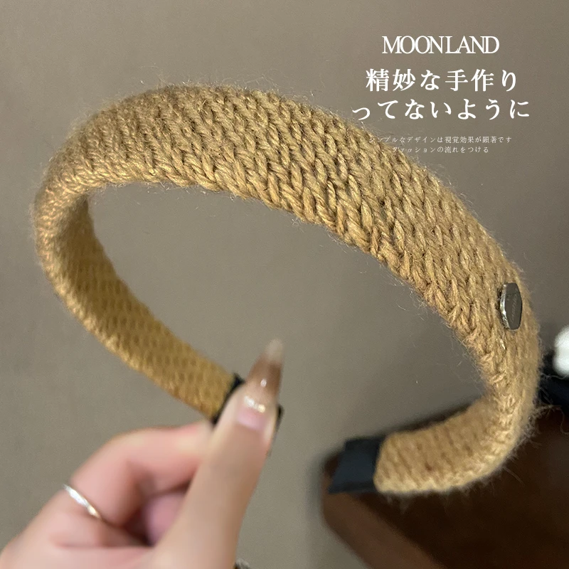 韩系简约毛线发箍高级感细款发卡洋气时尚发捆外出百搭头箍头饰女