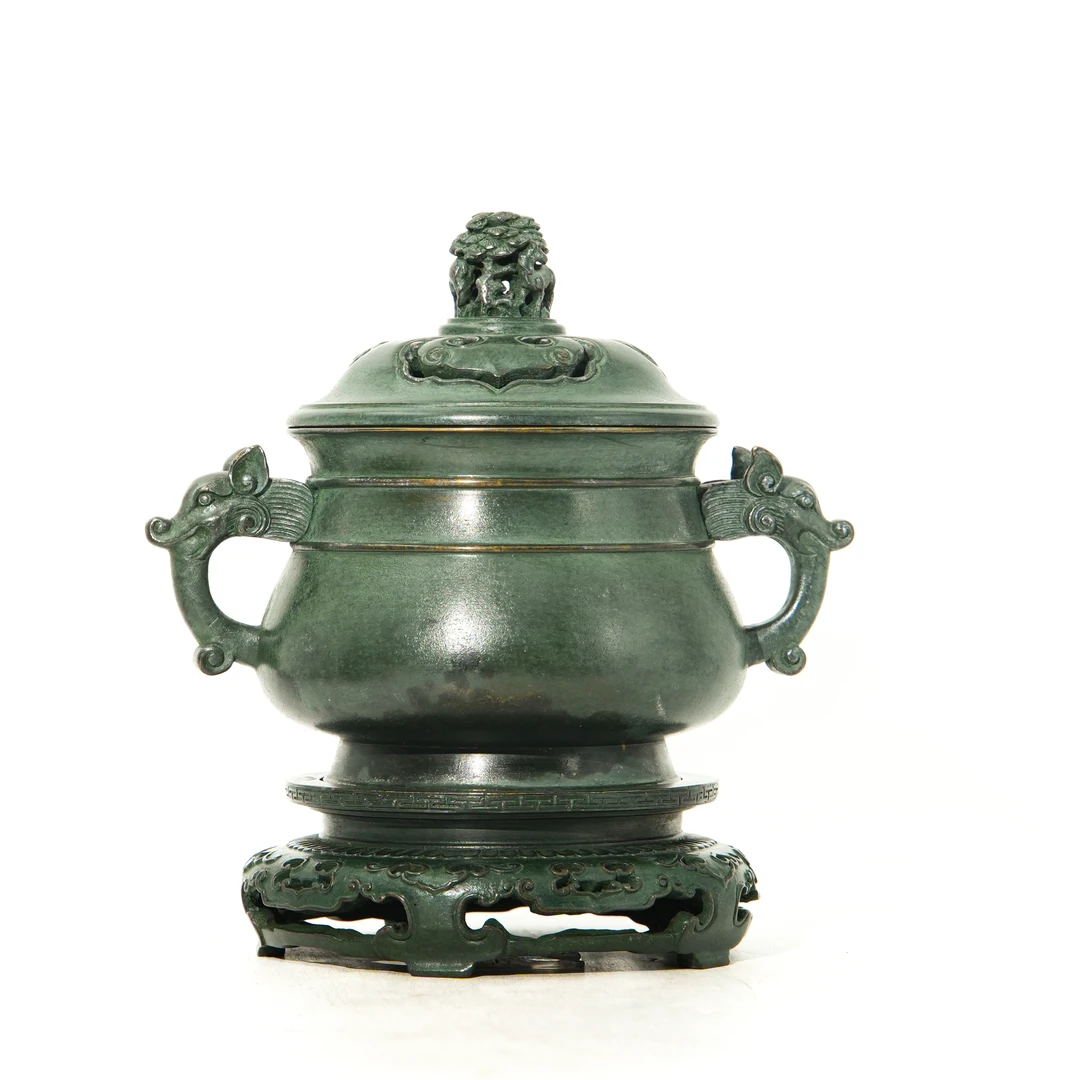 CSCJ,带座夔龙耳弦纹熏炉,c454