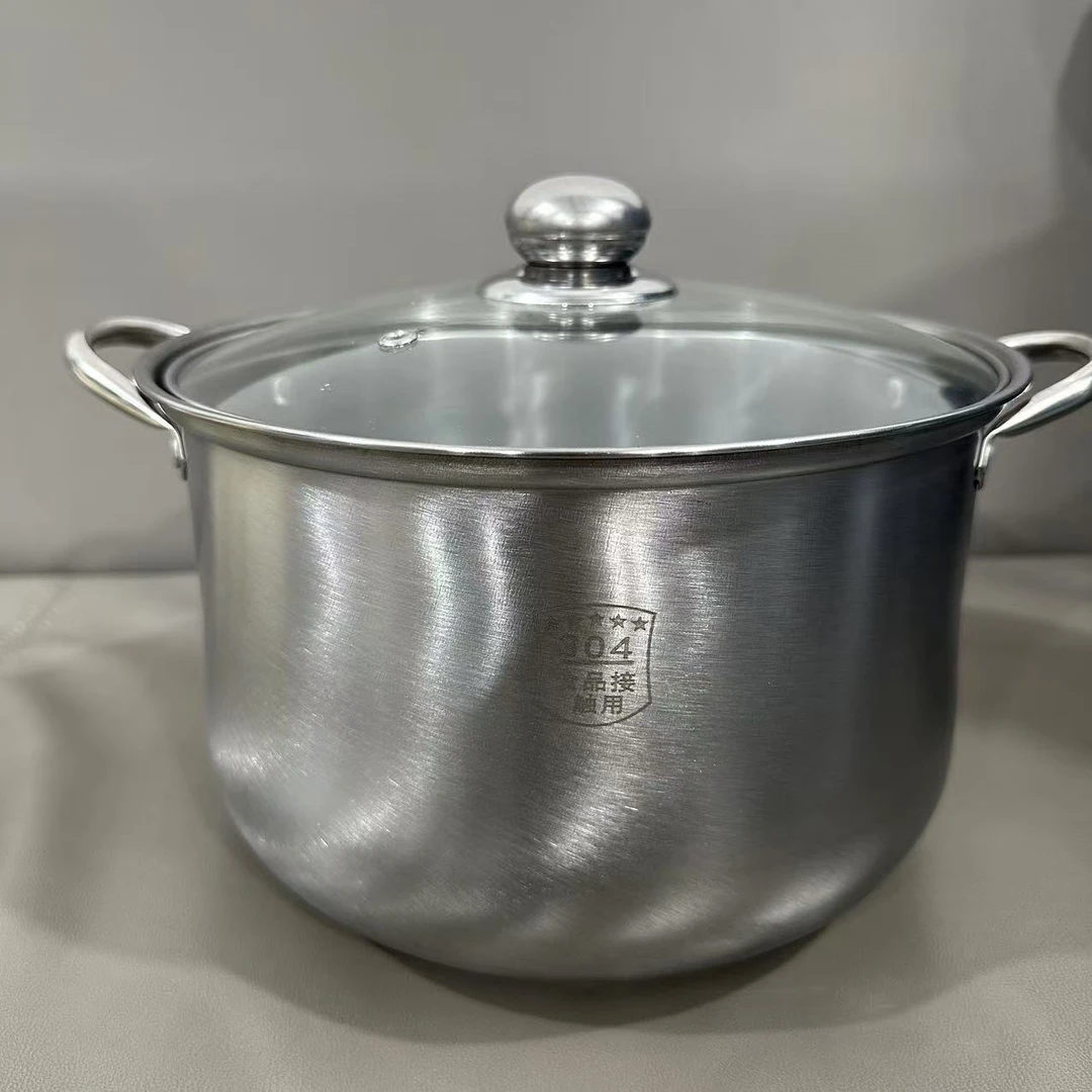 W824不锈钢汤锅家用燃气电磁炉炖汤烧水煮炖煲熬粥双耳加厚2