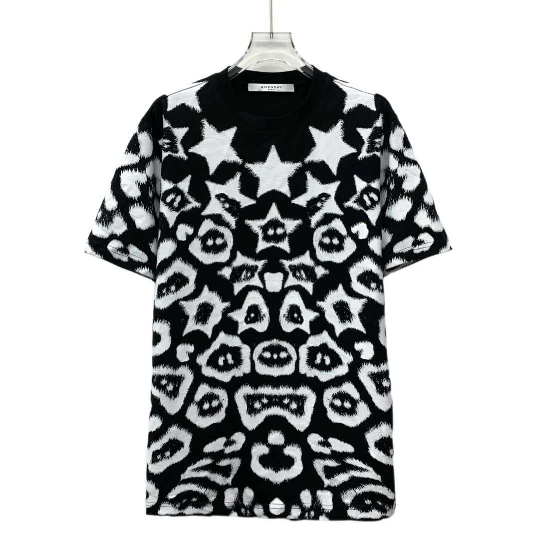 99新 Givenchy/纪梵希 EM0062 拼色五角星涂鸦印花短袖T恤 XS码