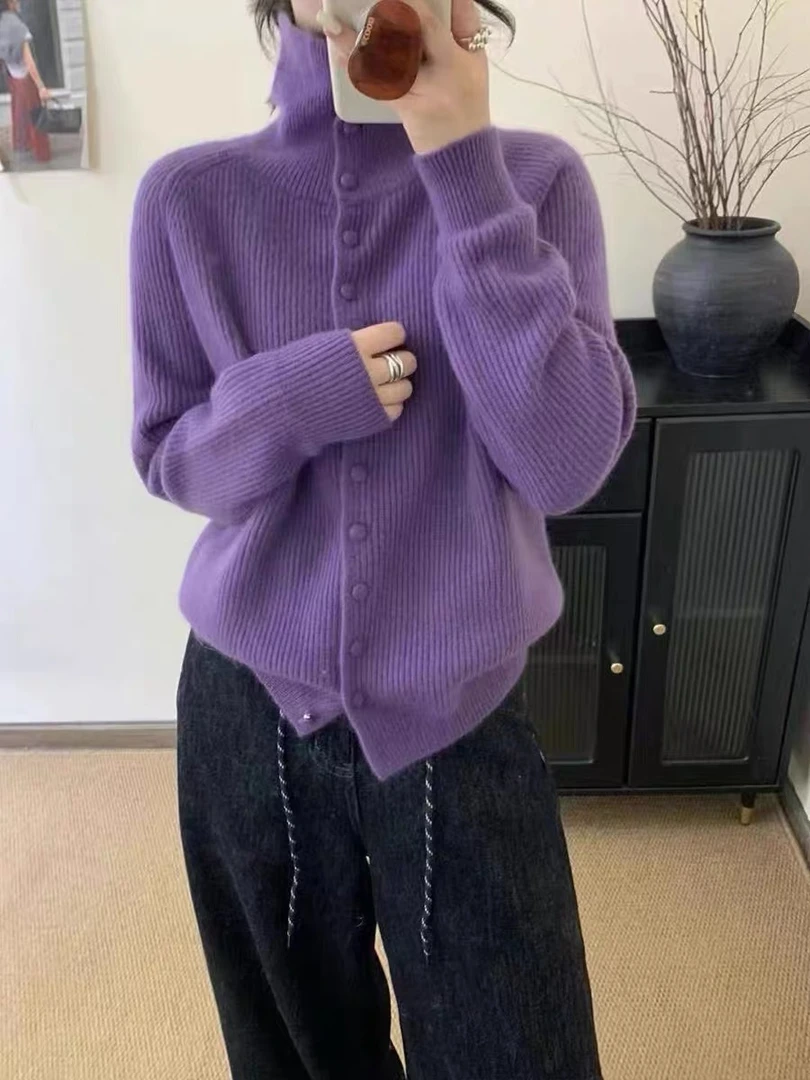 2025新款韩系柔软毛衣加厚长袖宽松针织毛衣毛针织衫