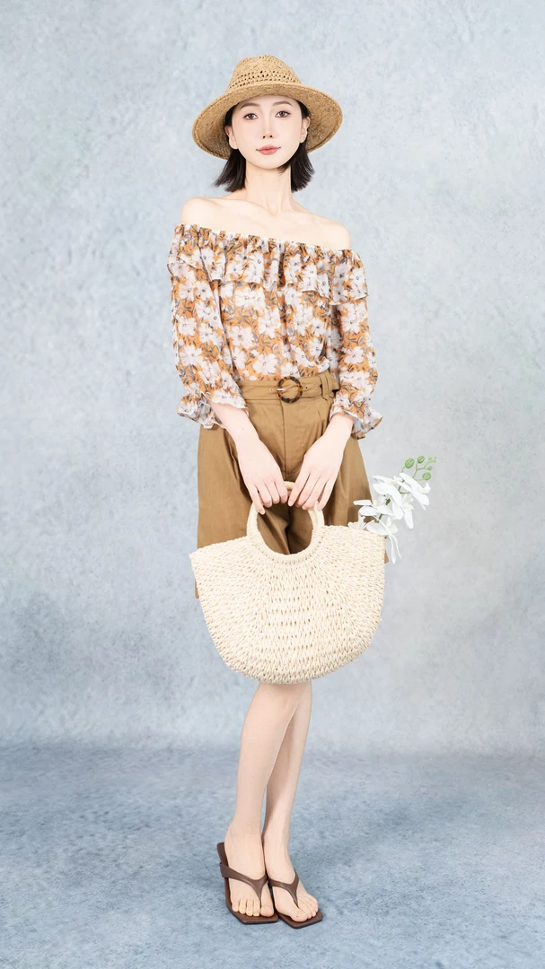 玛丝恩迪夏季新款度假风新款时尚气质印花衬衫小衫长袖休闲上衣