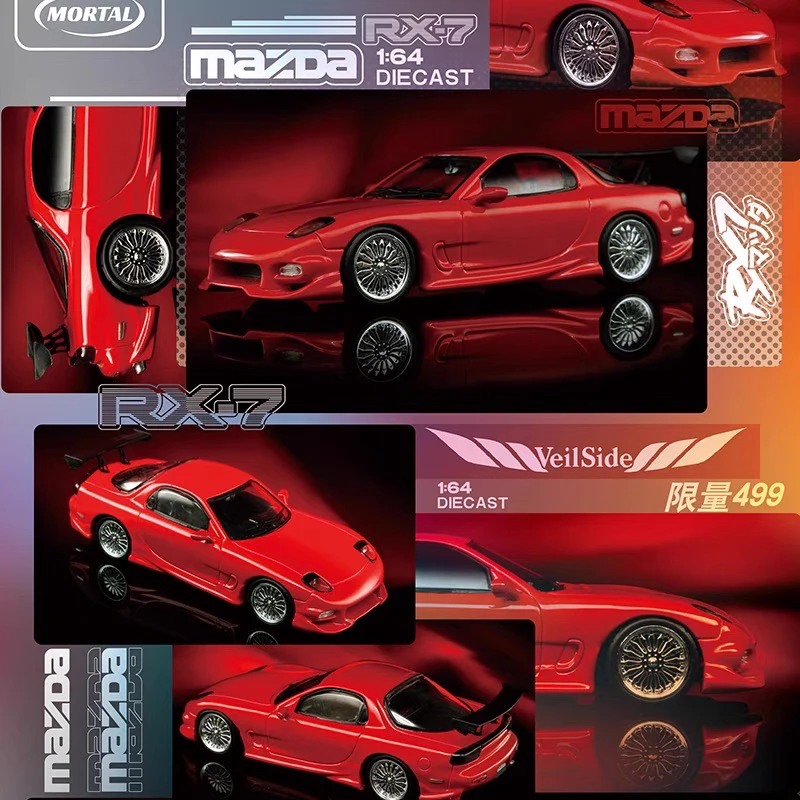 现货 Mortal 1:64 红色马自达Mazda RX-7 Veilside 合金汽车模型