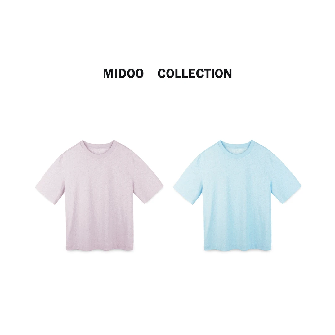 MIDOO 轻薄绵软2024 超显白简约宽松圆领T恤