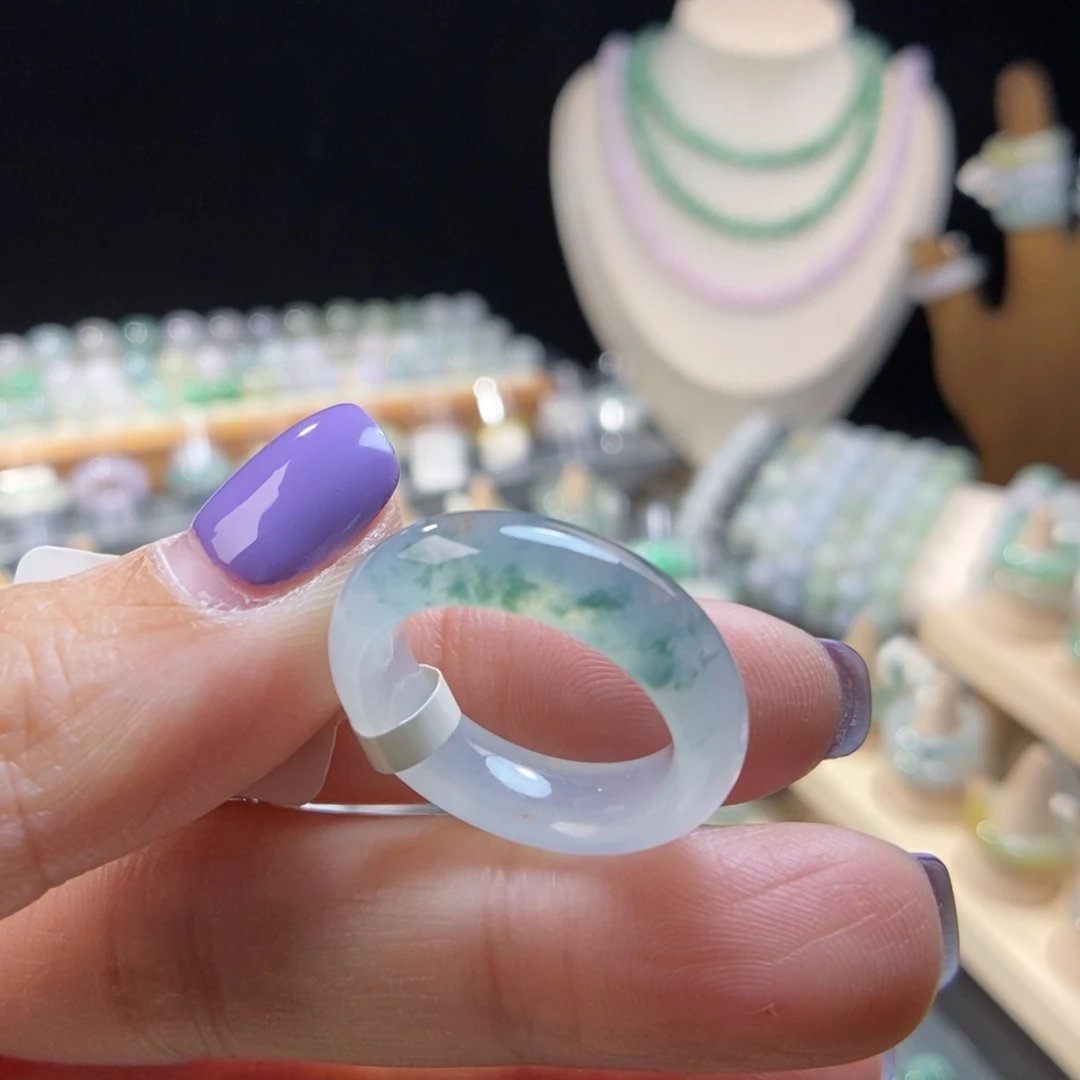 翡翠未镶嵌戒指14号飘花