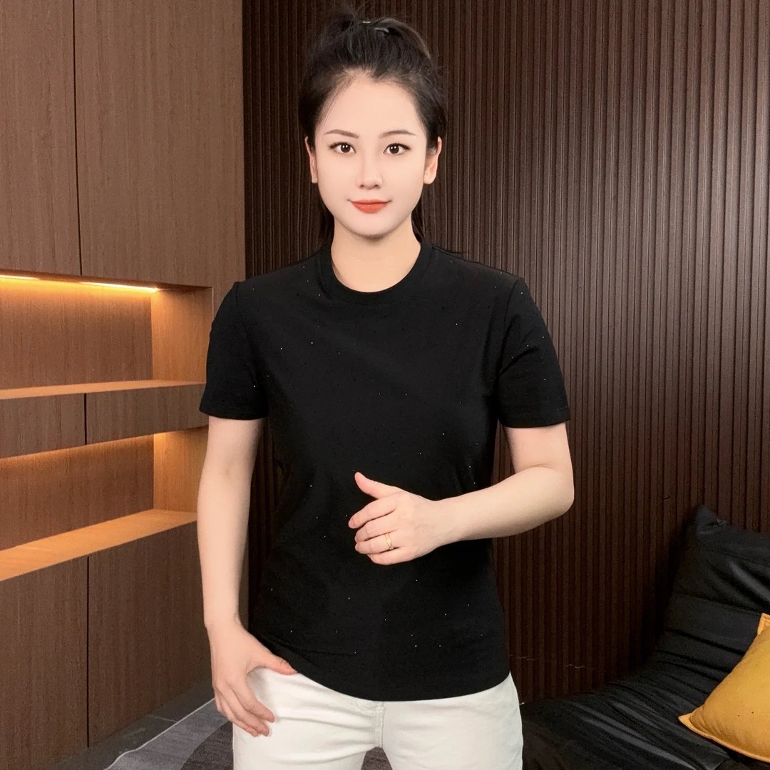 【超时速男装】夏季欧品精美满天星烫钻潮流百搭圆领T恤衫8100