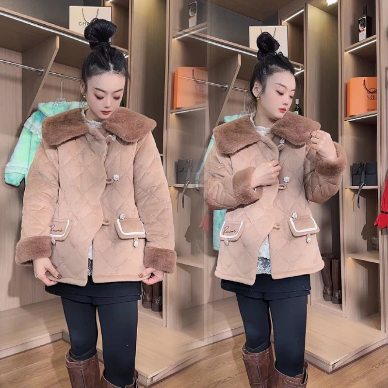 原创美拉德2024新款女士加绒加厚睡衣三层夹棉冬季长款家居服套