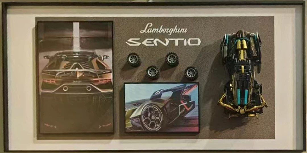 积木高级兰博基尼v12黑金主题客厅背景墙挂画潮流装饰画