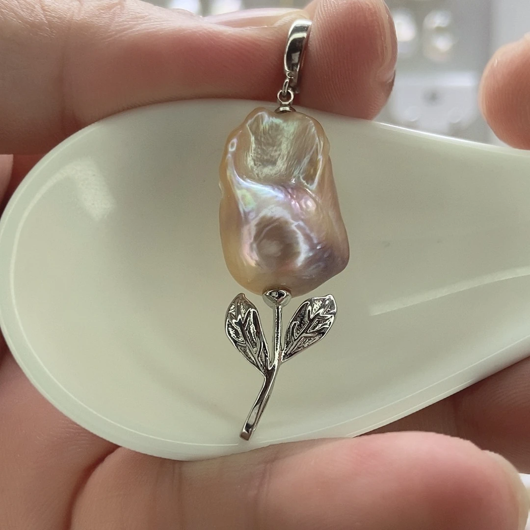 银S925镶嵌淡水珍珠颈饰56