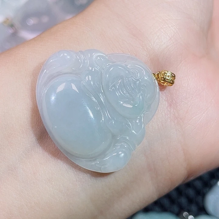 颈饰18K金镶嵌翡翠佛公