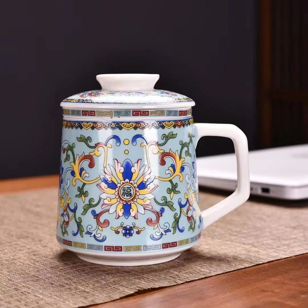 ZH450-蓝色珐琅彩办公杯（63）