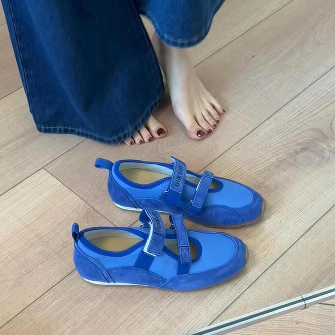 2025夏季高级感包头款真皮魔术贴软底芭蕾浅口单鞋玛丽珍休闲鞋女