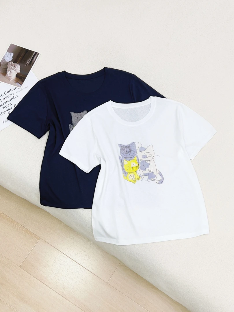 【女王洛克】慵懒风百搭显瘦卡通印花圆领短袖洋气衣服女LK82225