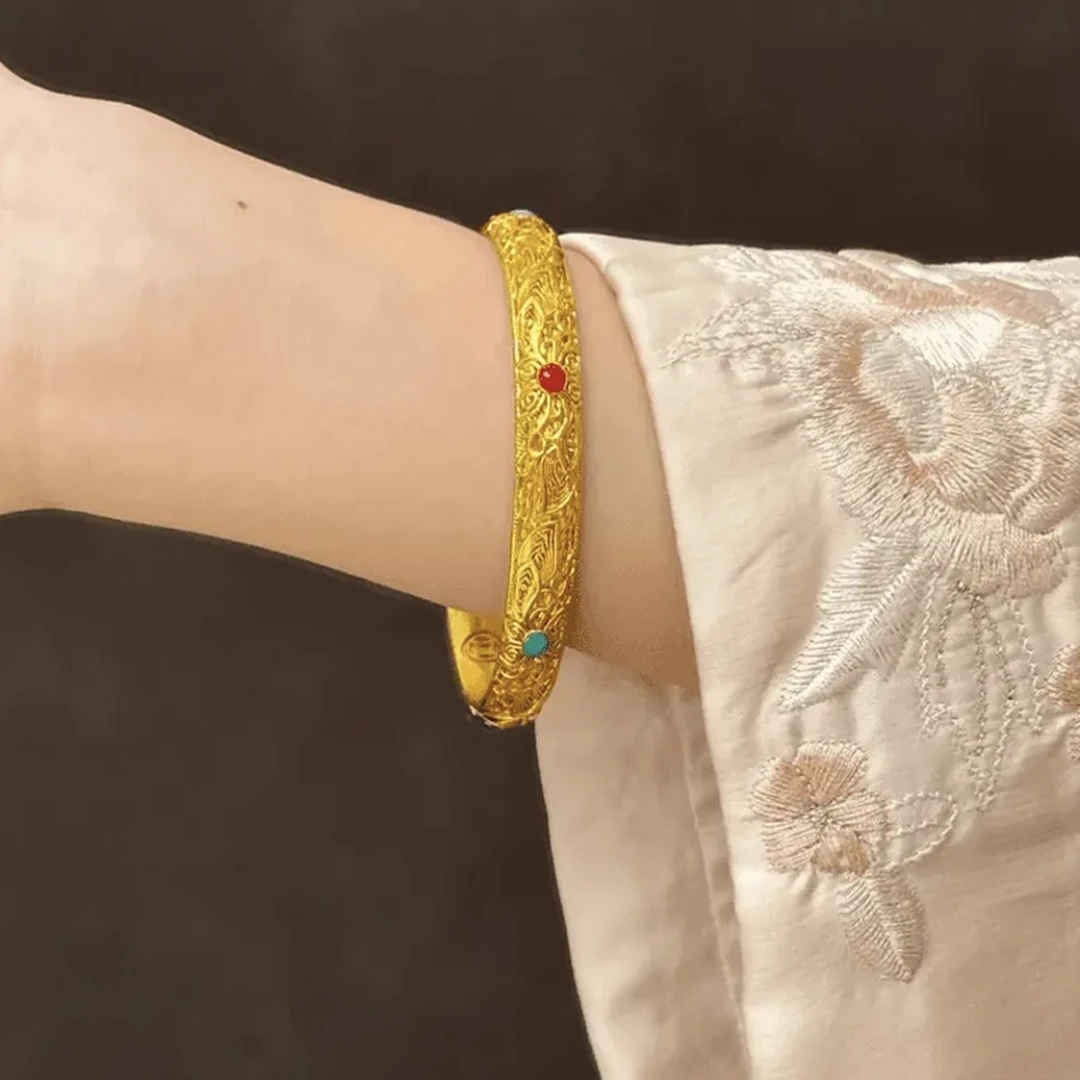 合金手镯 精工版宫廷风珐琅镯子气质复古百搭