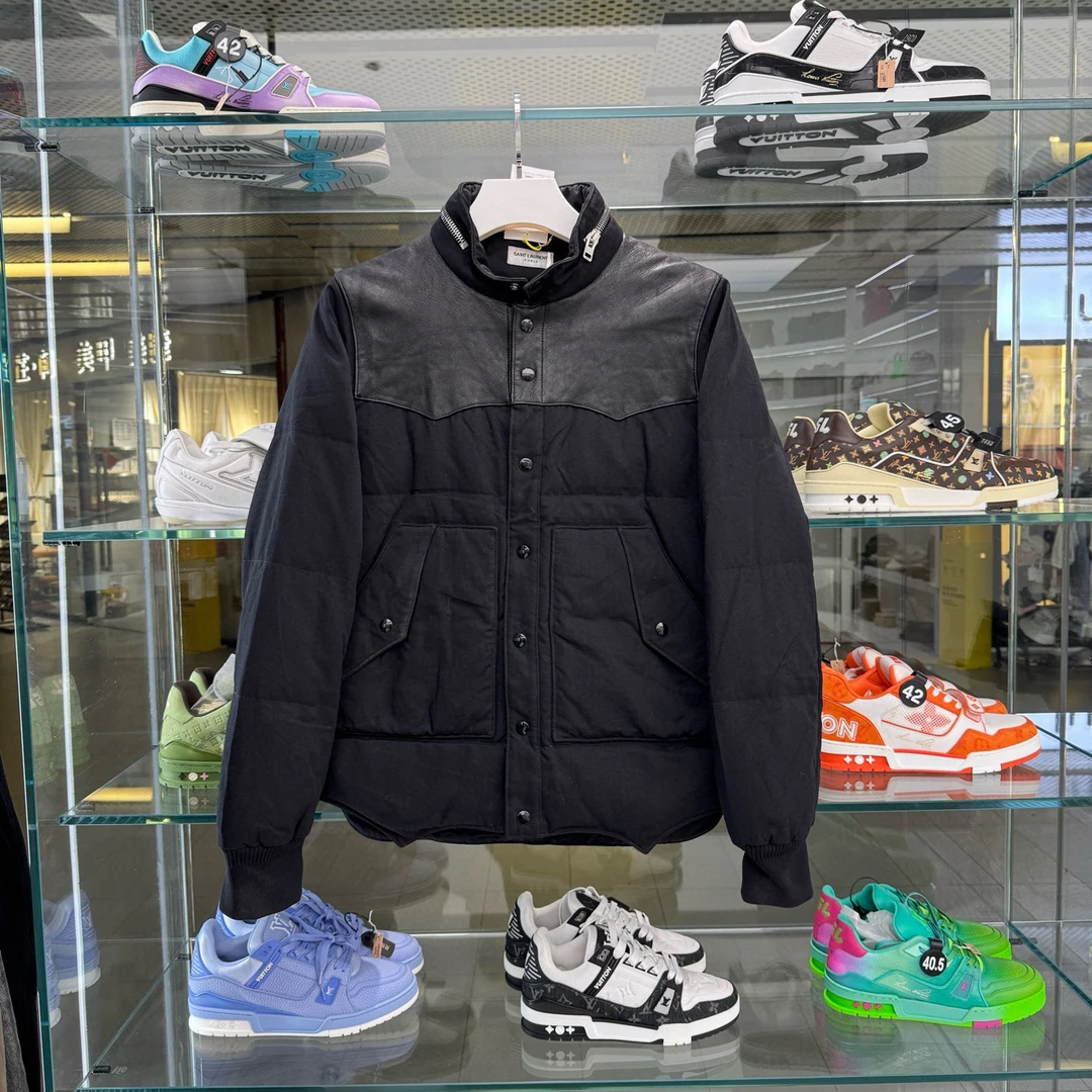 99新 YSL/圣罗兰 50码 圣罗兰 SLP 拼皮羽绒服