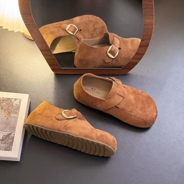 复古内增高勃肯鞋女外穿2025年秋季新款厚底一脚蹬懒人鞋包头单鞋