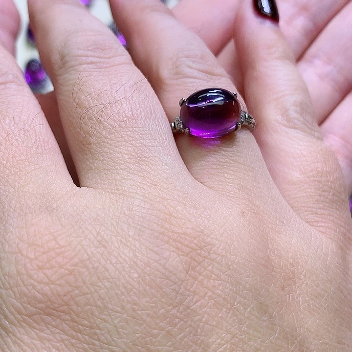 水晶戒指银S925镶嵌苗**妈