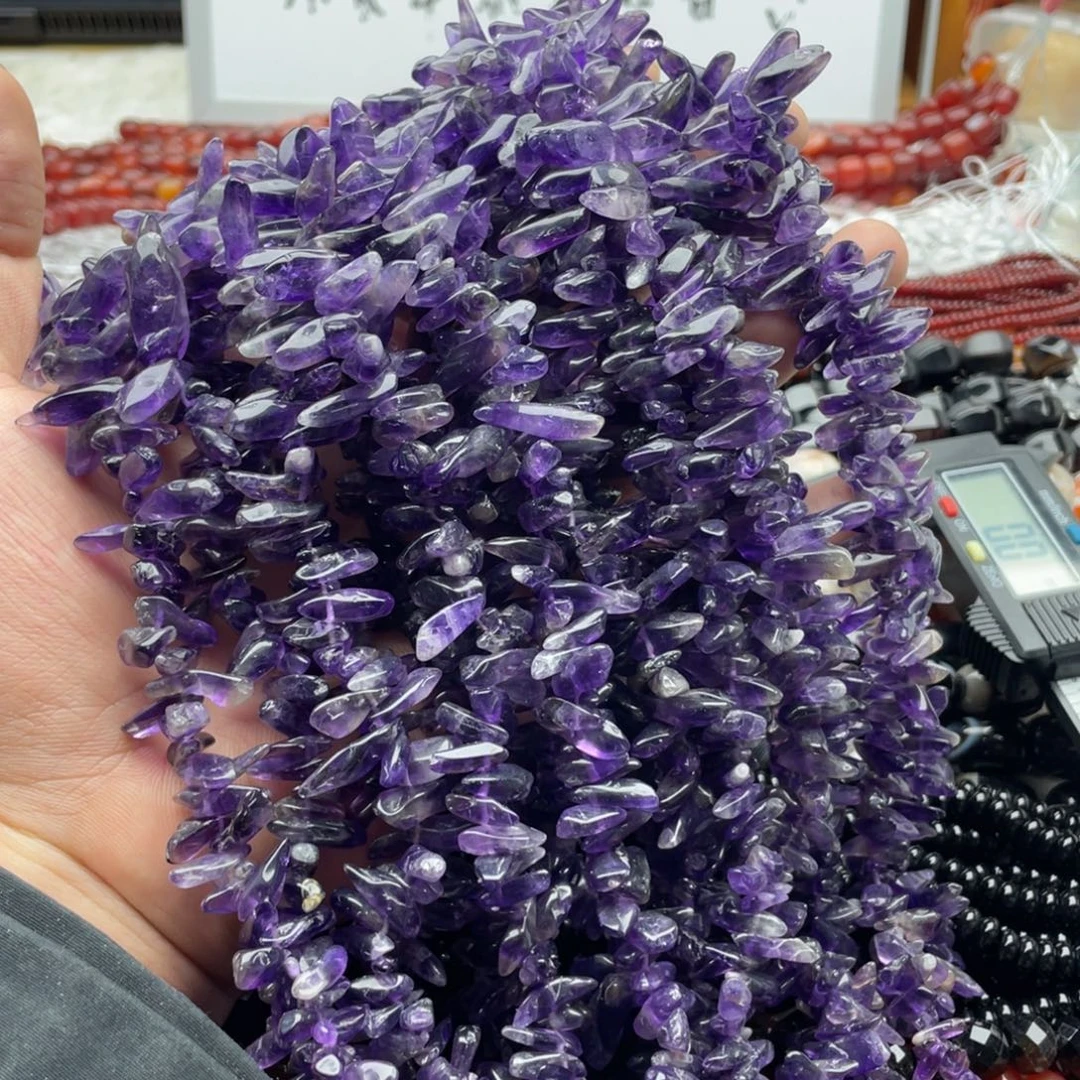 玛瑙/玉髓未镶嵌珠宝半成品一条装卡15mm乌拉圭紫水长牙