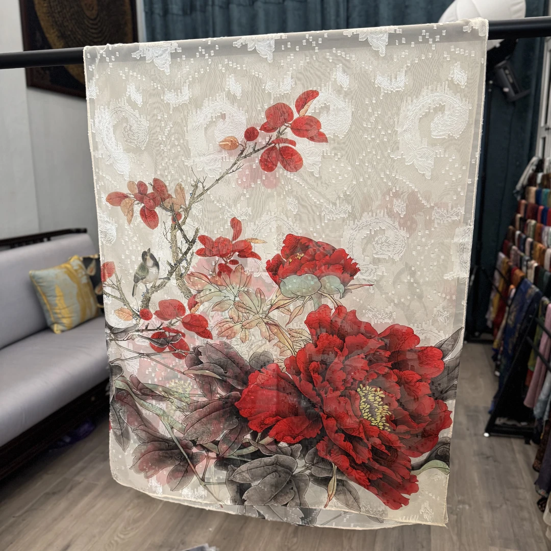 【A60-111 十里红妆】180*70丝巾剪花气质双面夏季大方提花老料围巾