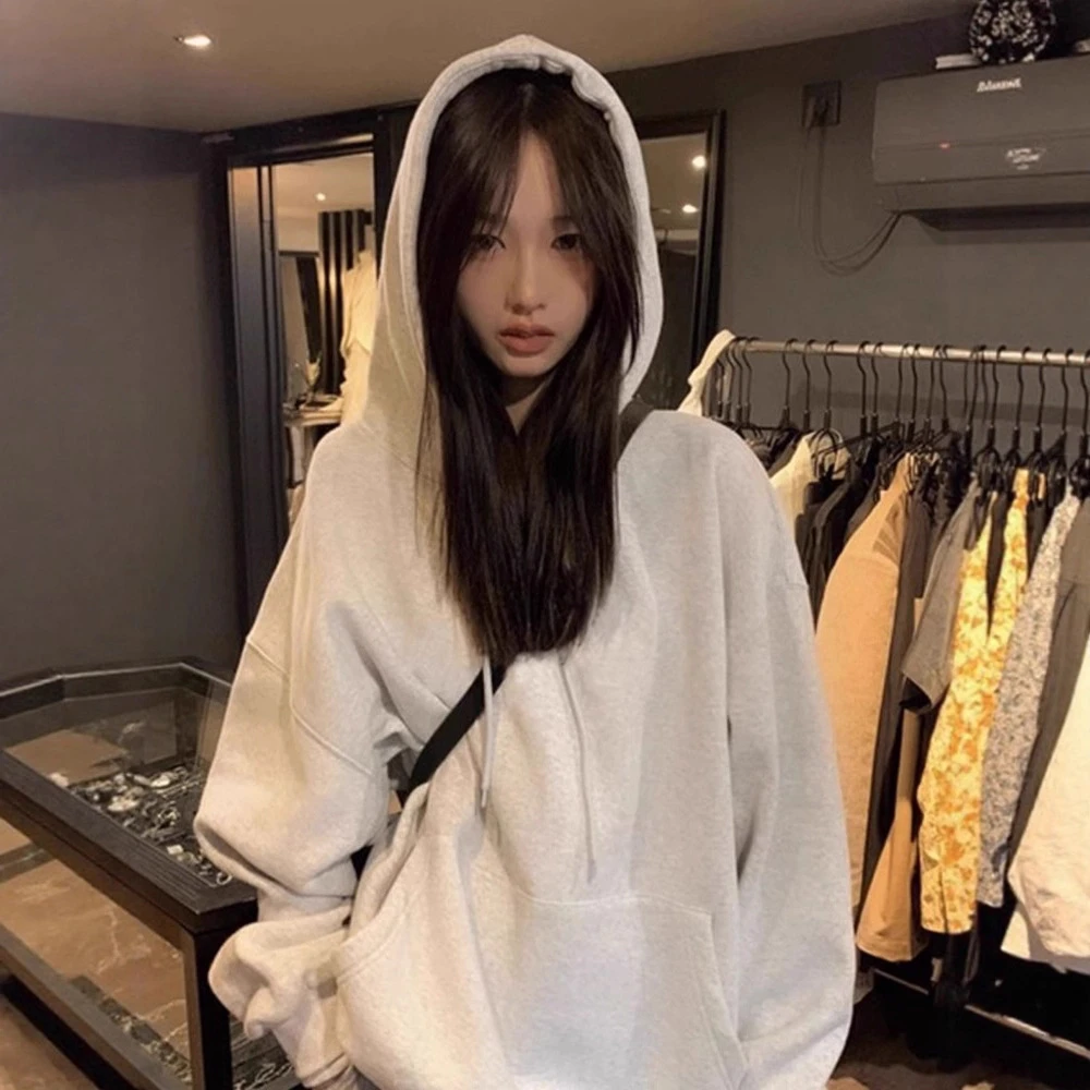 美式简约连帽卫衣女春秋季2025新款冬宽松显瘦外套即墨外套B01A22