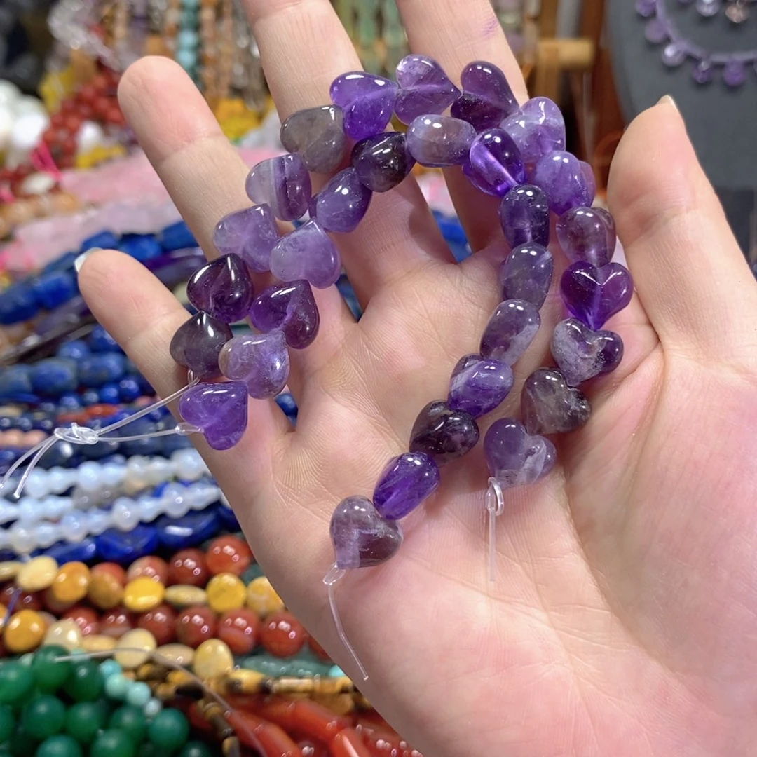 玛瑙/玉髓足银镀金镶嵌珠宝半成品紫晶屁桃卡12mm有15颗