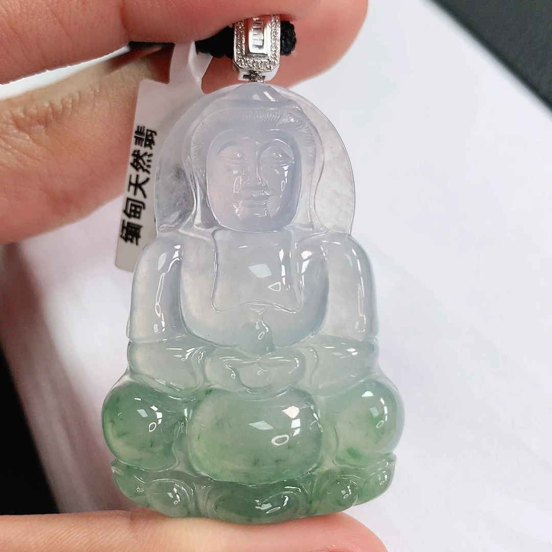 翡翠颈饰18K金镶嵌观音