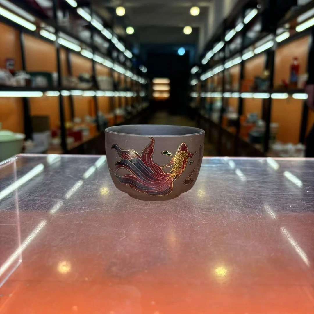 秋香茶具  黑泥金玉满堂变色主人杯茶杯品茗杯-5433