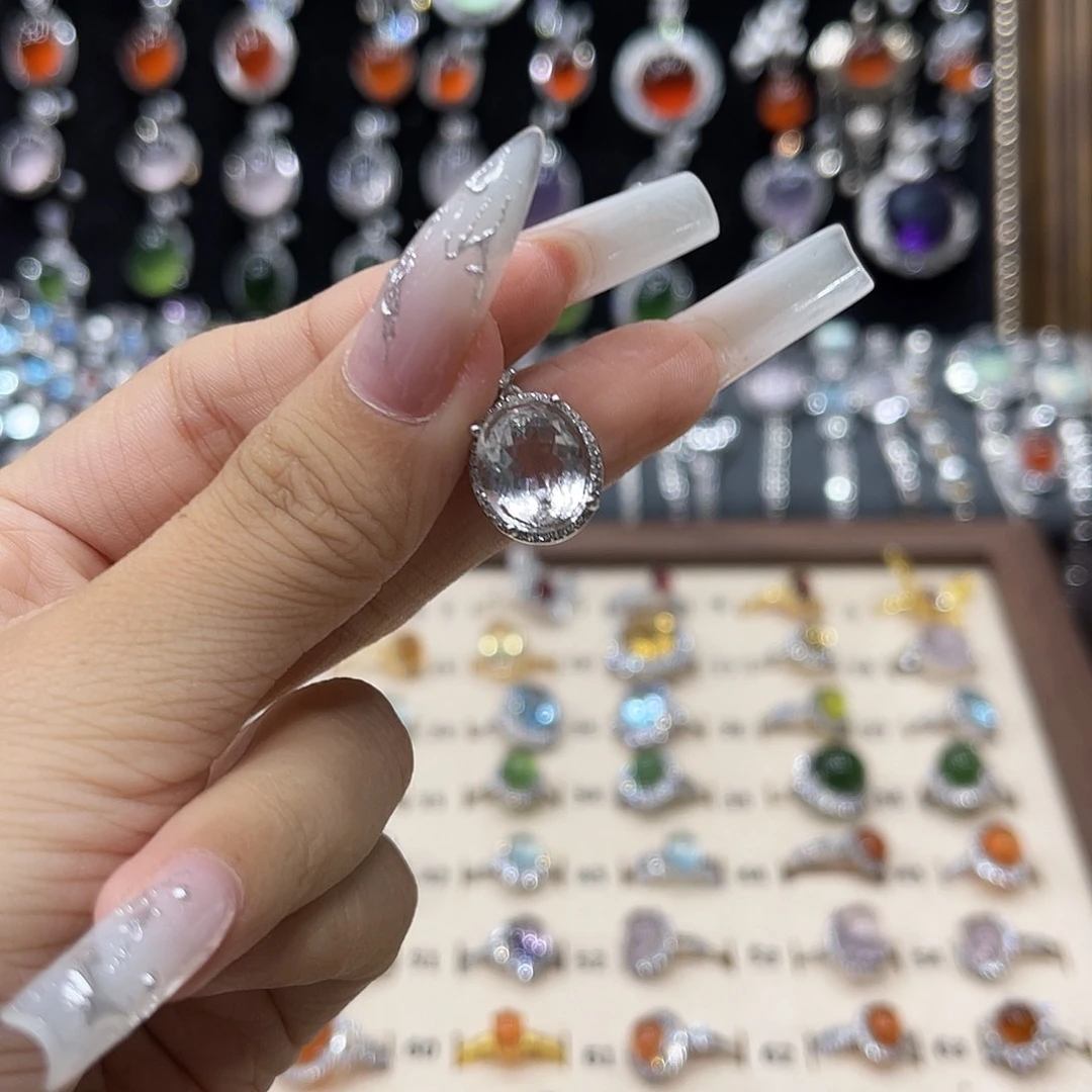 银S925镶嵌岫玉吊坠