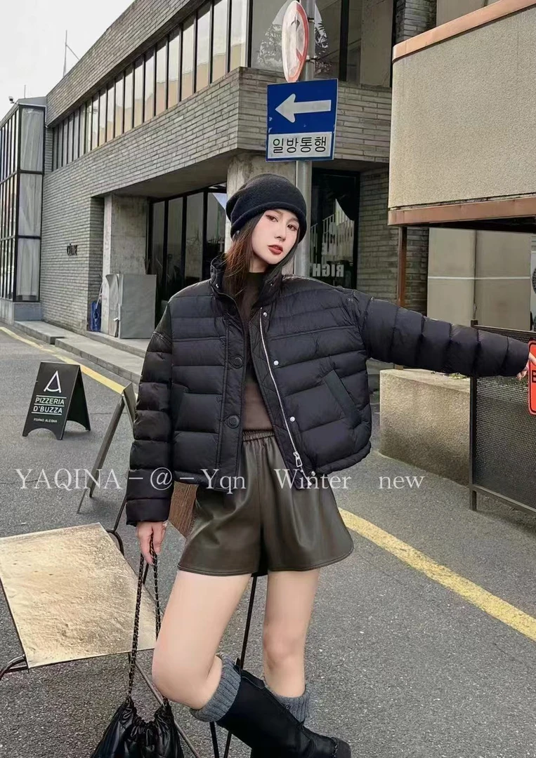 薇莎8828【现货】百搭立领横纹常规棉服外套女