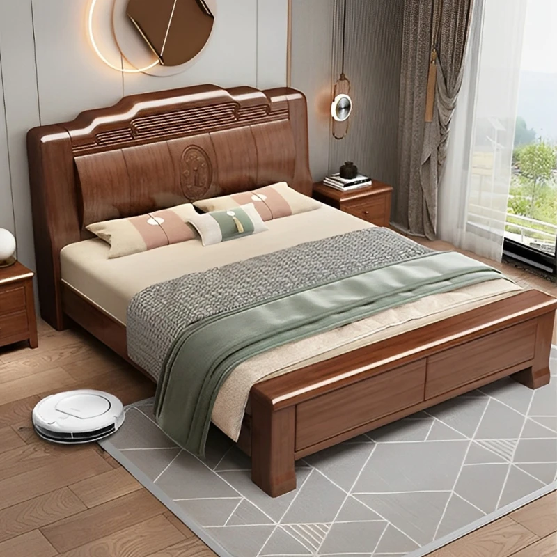 新中式实木榫卯床简约金丝檀木主卧全实木储物高箱双人1.8米大床