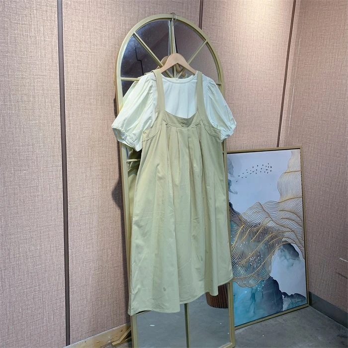 GG011黄色孕妇裙子两件套M90-120L130