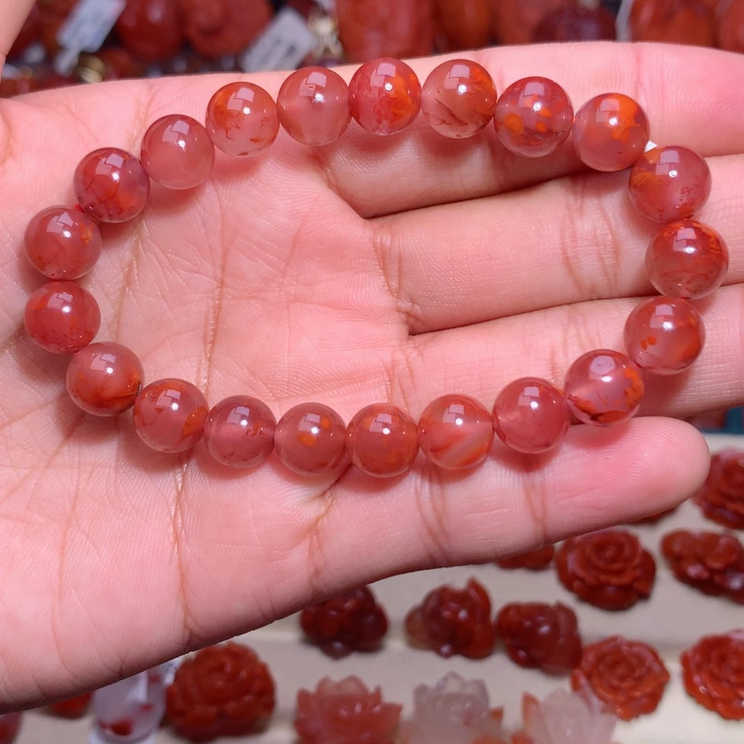 南红玛瑙未镶嵌珠宝半成品牛血手串