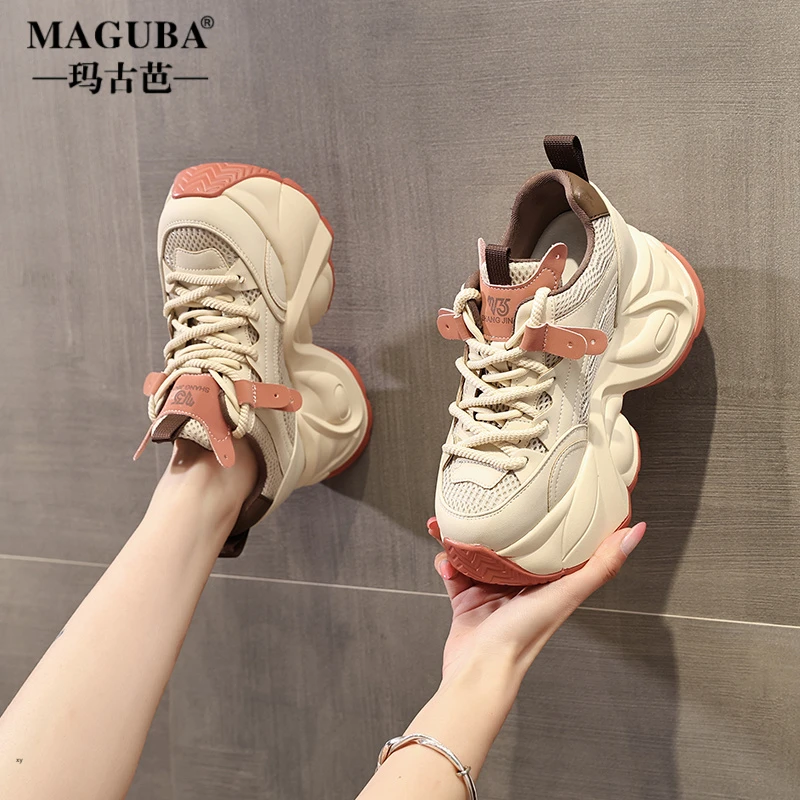 MAGUBA/玛古芭厚底老爹鞋女士网面透气户外登山出游运动百搭鞋子