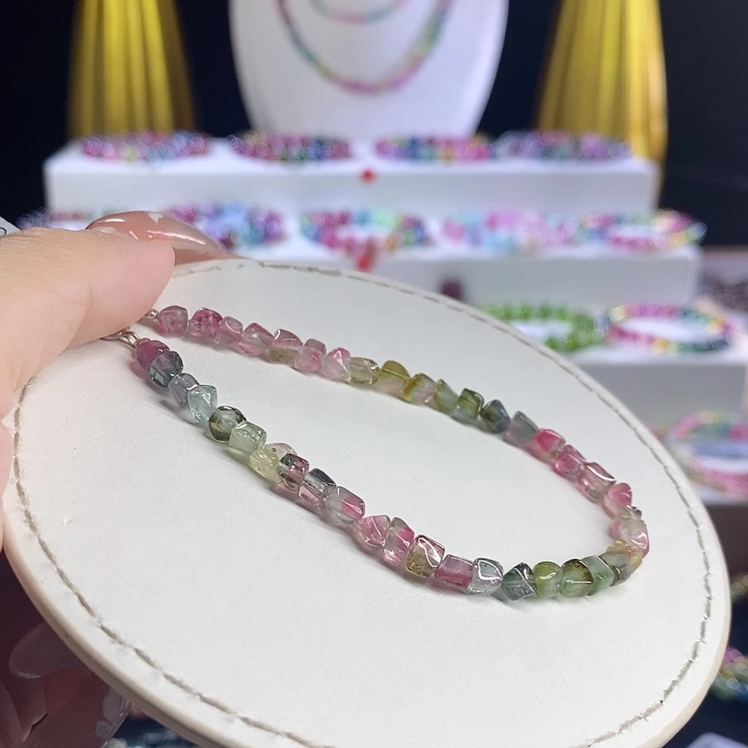 未镶嵌手链碧玺西瓜方糖