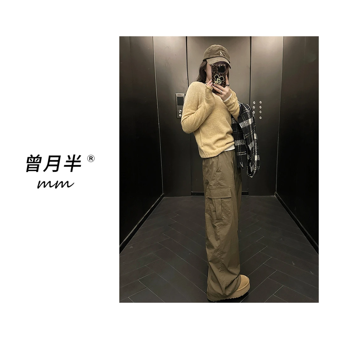 曾月半mm清仓《拉绒工装裤》city walk也不冷轻户外工装裤！zk308