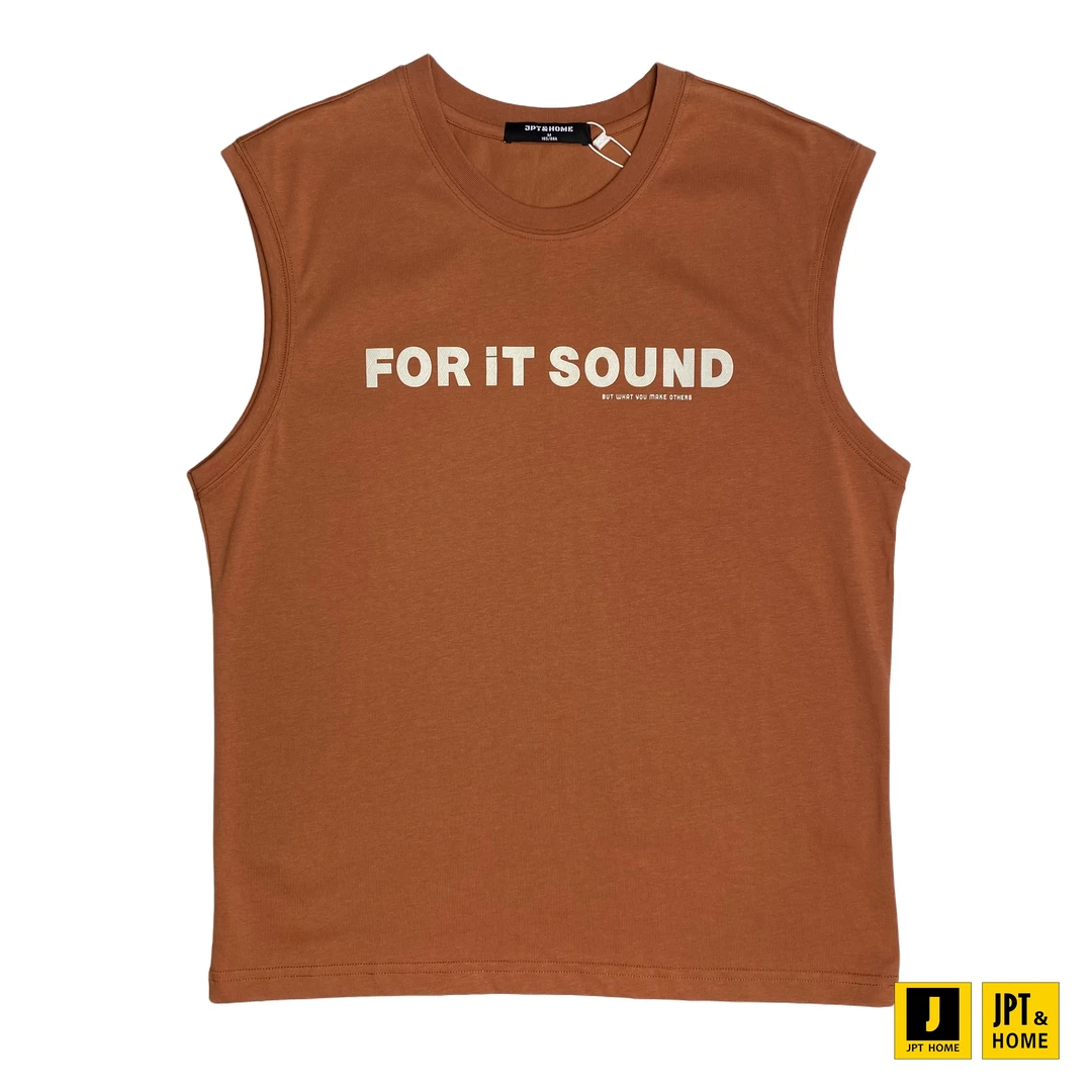 JPTHOME夏极简风尚男士合体剪裁字母印花无袖背心T恤2420102805