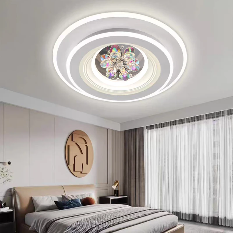 2025新款正版水晶花卧室灯钢化玻璃高端超亮吸顶灯轻奢主卧餐厅灯