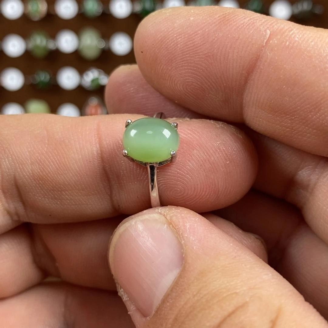 和田玉（碧玉）戒指银S925镶嵌